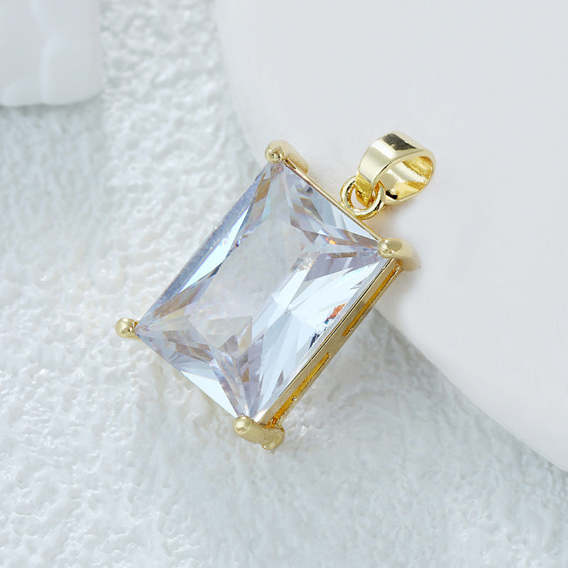 Wholesale Real Gold Electroplated Color-preserving Zircon DIY Personality Flower Geometric Temperament Necklace Pendant