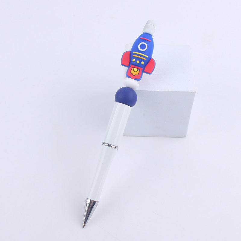 Wholesale Handmade Bead Pen Cartoon Rocket Astronaut Silicone Ballpoint Pen