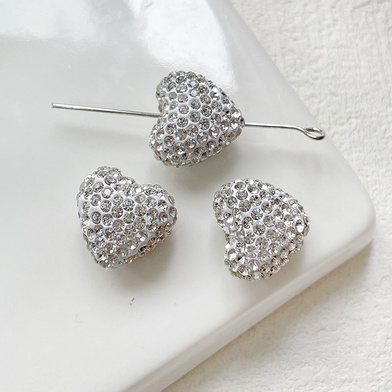 Wholesale 10pcs Colorful Gothic Punk Full Diamond Love Acrylic Beads