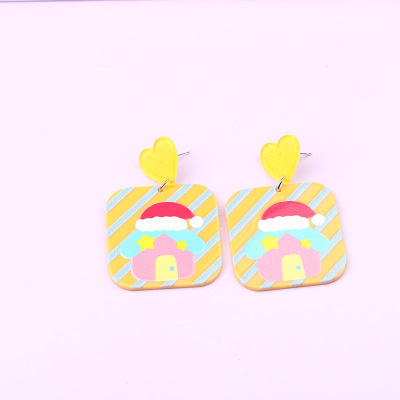 Wholesale Christmas Tree Santa Claus Snowman Acrylic Earrings