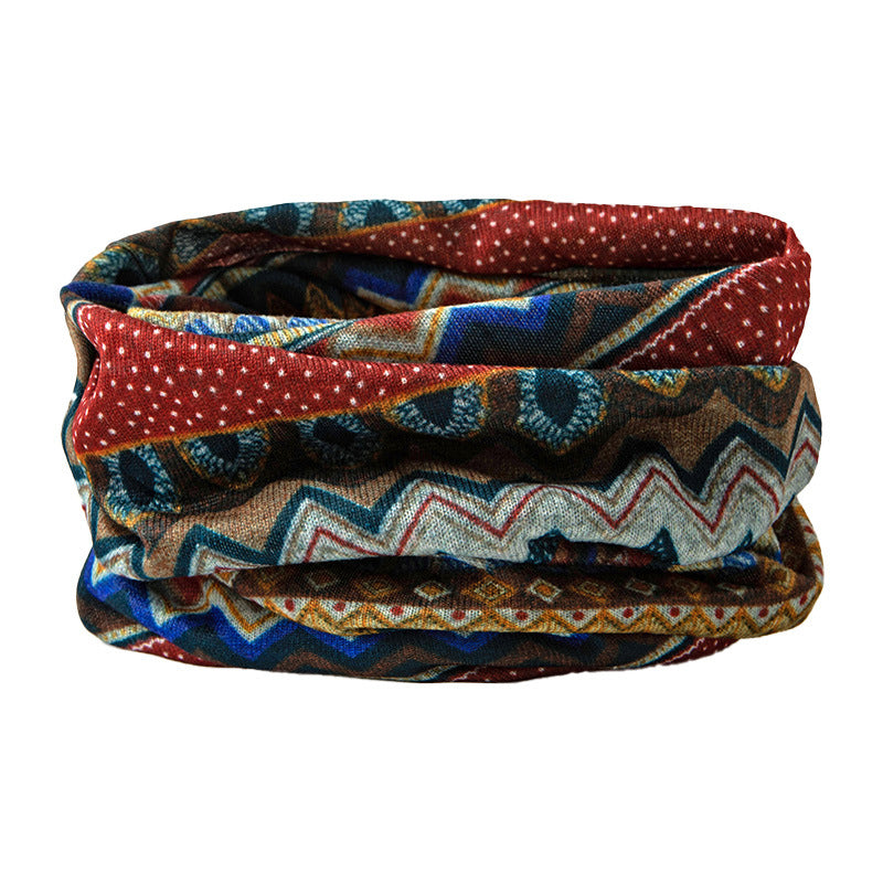 Wholesale Autumn and Winter Ethnic Style Printed Warm Multi-purpose Headscarf Hat Twist Hat