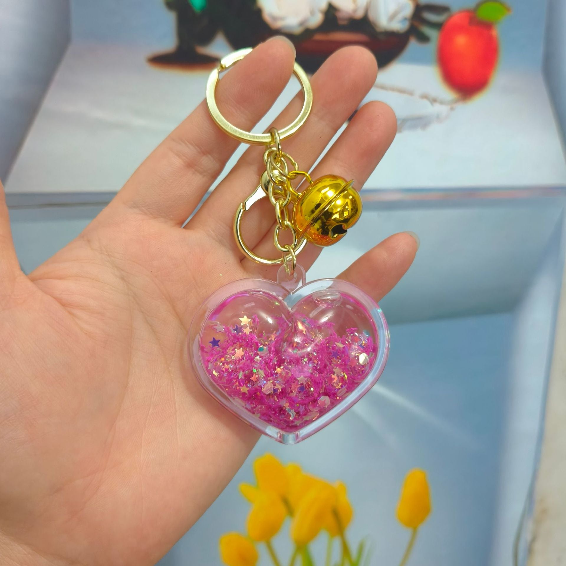 Wholesale Acrylic Luminous Bubble Bead Heart Keychain