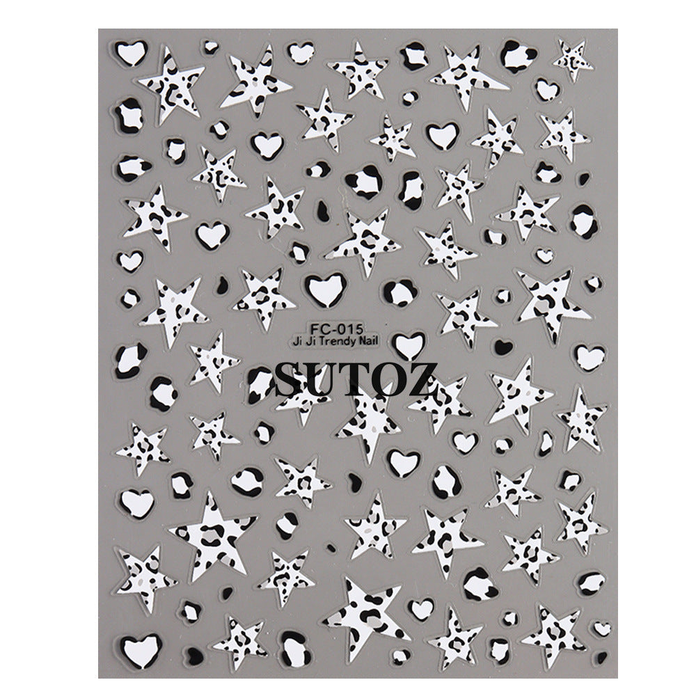 Wholesale Sweet and spicy five-pointed star leopard print star nail art stickers