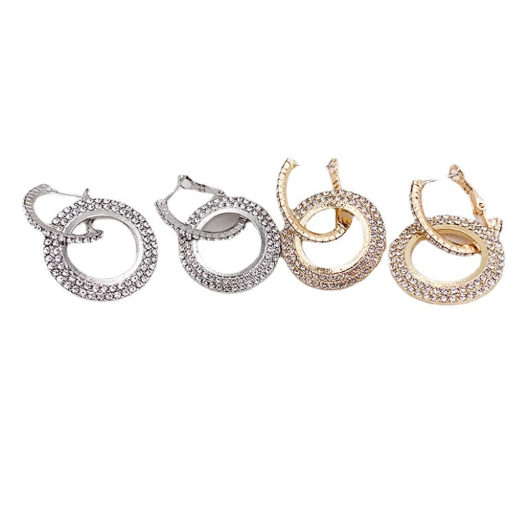 Wholesale Geometric Circle Full Diamond Earrings