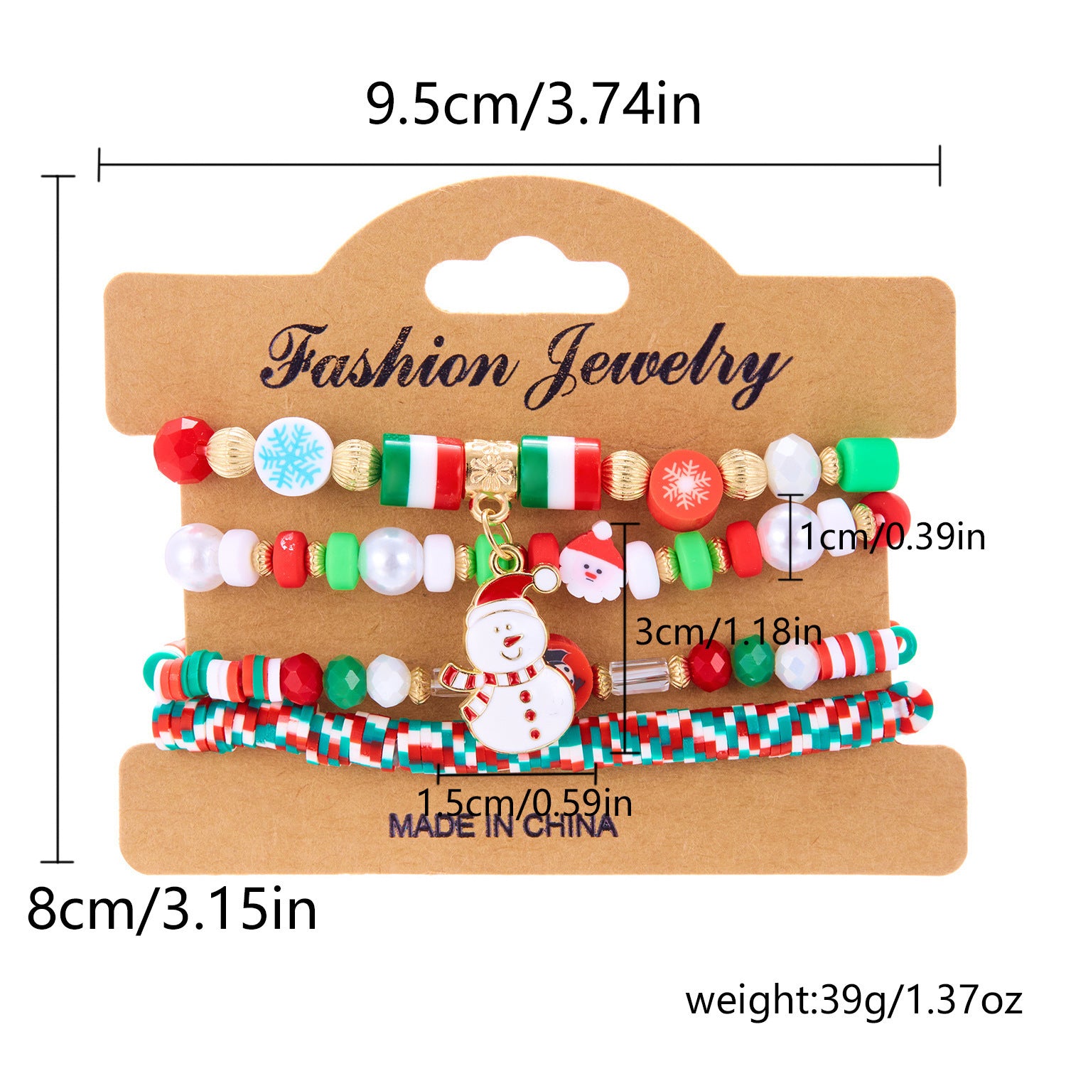 Wholesale  Christmas Colorful Acrylic Santa Elk Stretch Bracelet Christmas suit