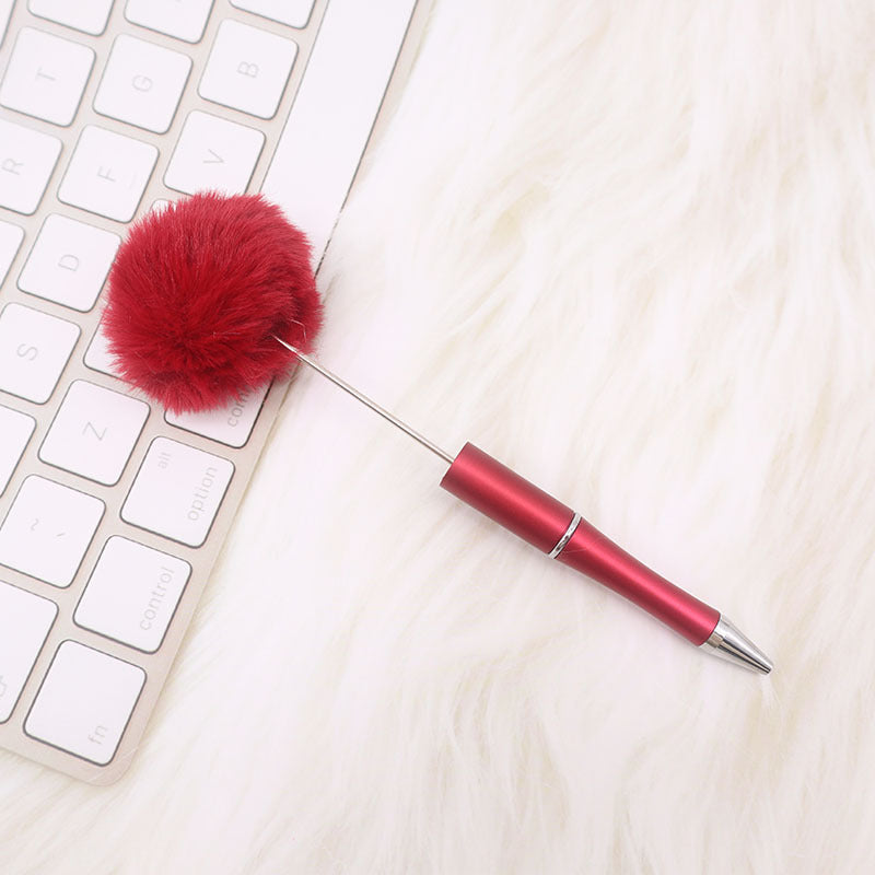 Wholesale 500pcs Beadable Pens Pom Pom Beadable Pen Leopard Print Plush Multicolor DIY Fluffy Pens