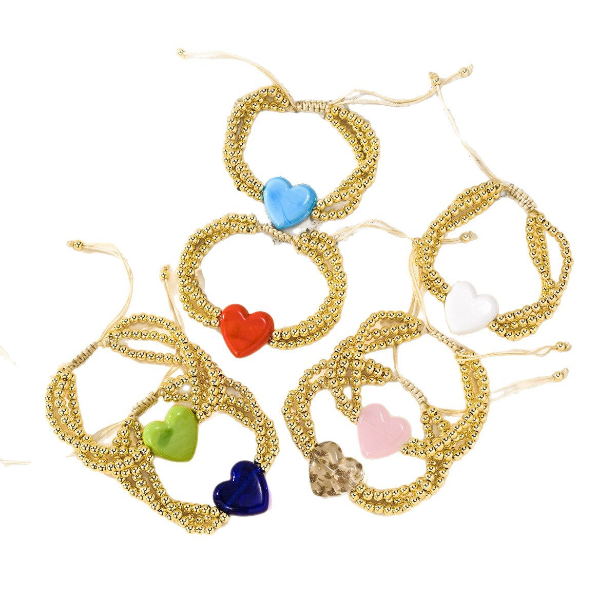 Wholesale Liuli heart-shaped peach heart multi-layer bead weaving bracelet