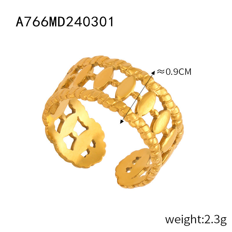 Wholesale Open Titanium Steel Gold Plated Geometric Versatile Ring
