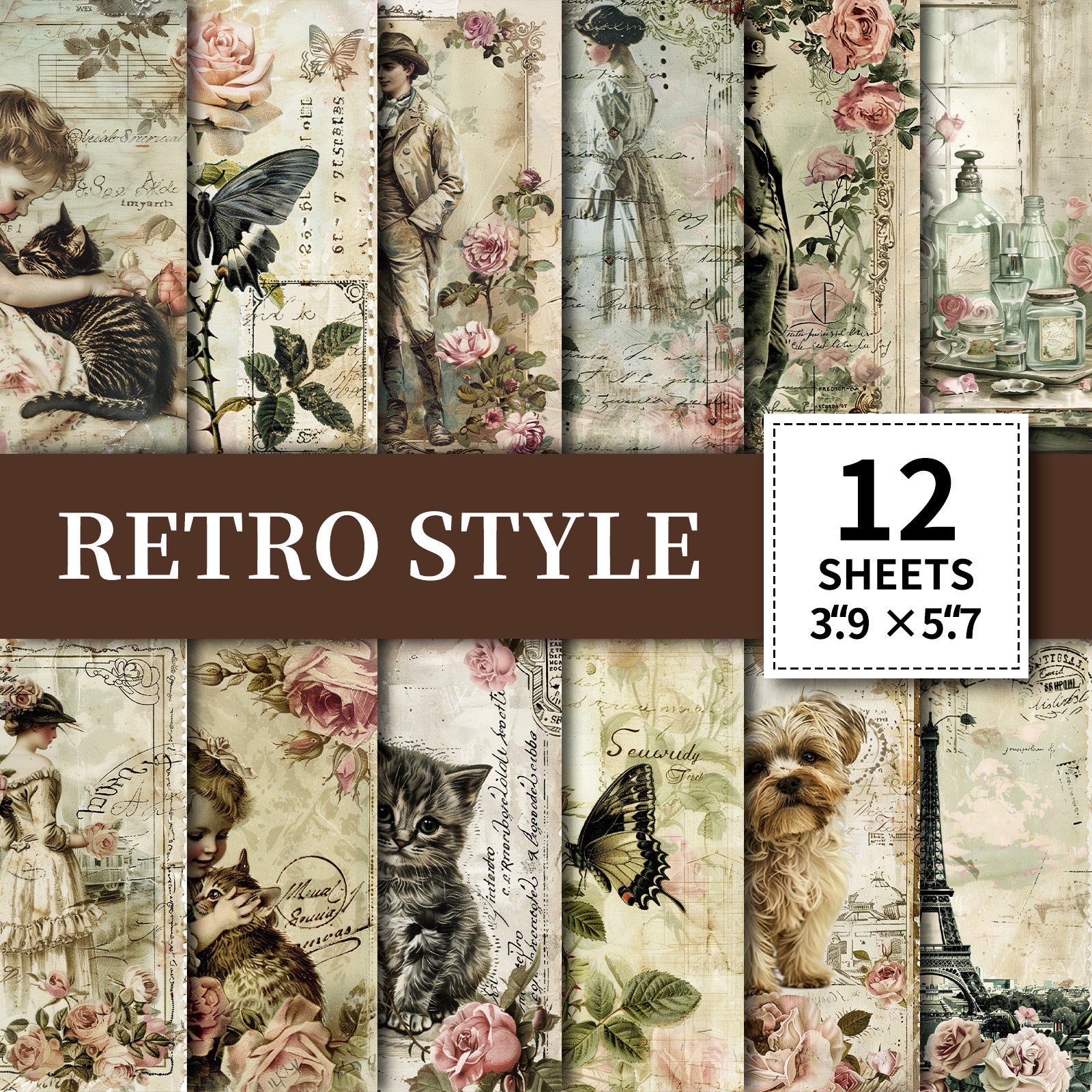 Wholesale Retro series material paper North American style DIY creative notebook background paper