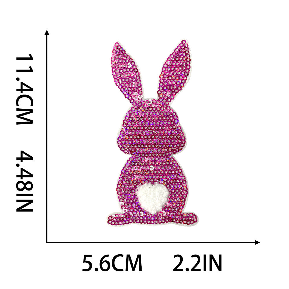 Wholesale Boutique Easter Rabbit Embroidered Iron On Patch With Hot Melt Glue For Coat DIY Accessory