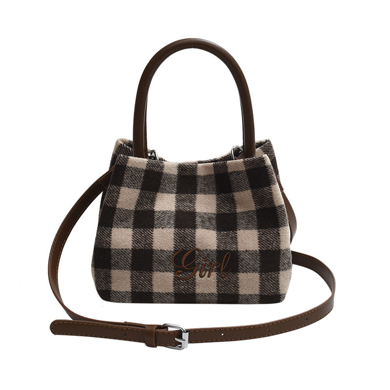 Wholesale Winter PU Plaid Handbag Shoulder Bag