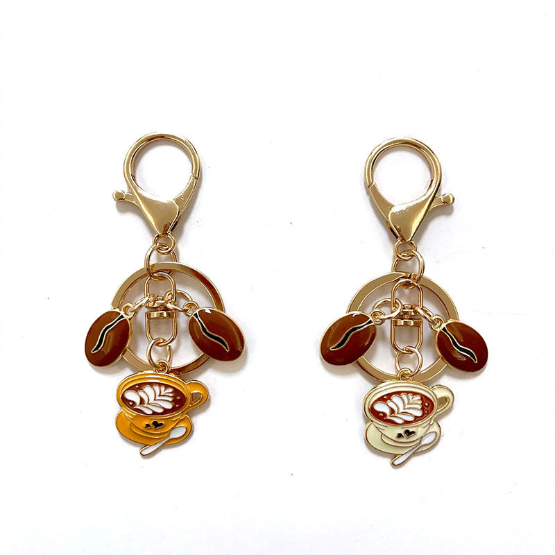 Wholesale Coffee cup coffee bean metal keychain