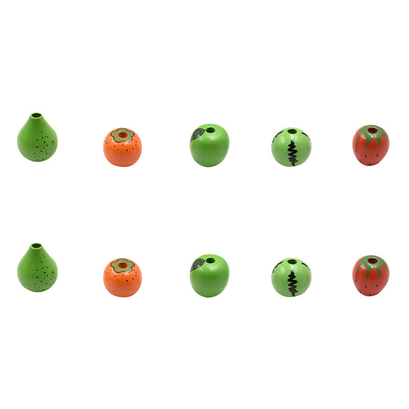 Wholesale 10pcs Colorful fruits with spaced beads Wood Beads