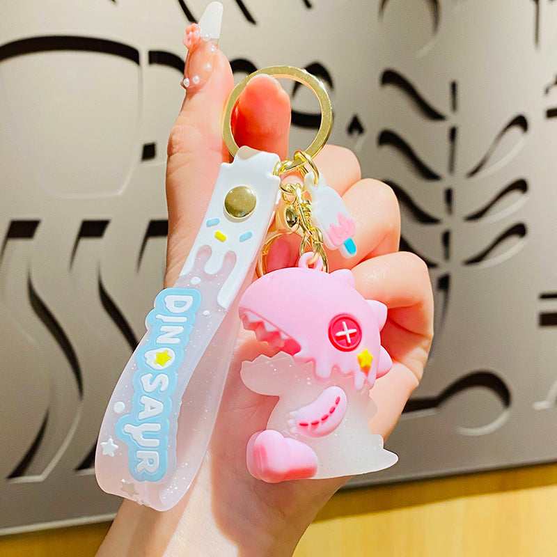 Llavero de dinosaurio de helado lindo de PVC al por mayor