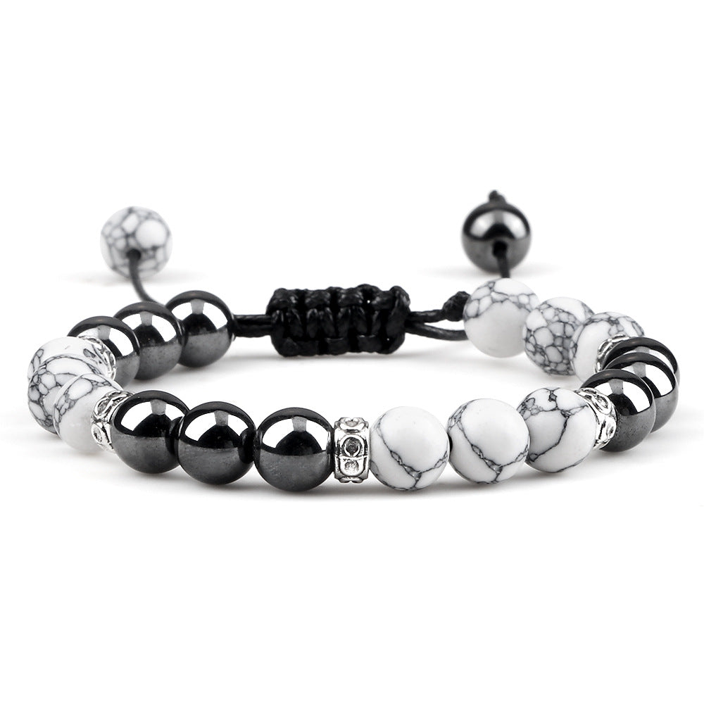 Brazalete de ojo de tigre de aleación de arma de arena tejida de piedra de ballas negro al por mayor