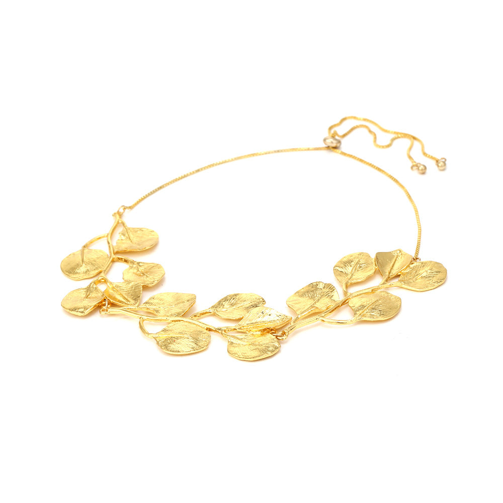 Wholesale Gold Alloy Leaf Necklace