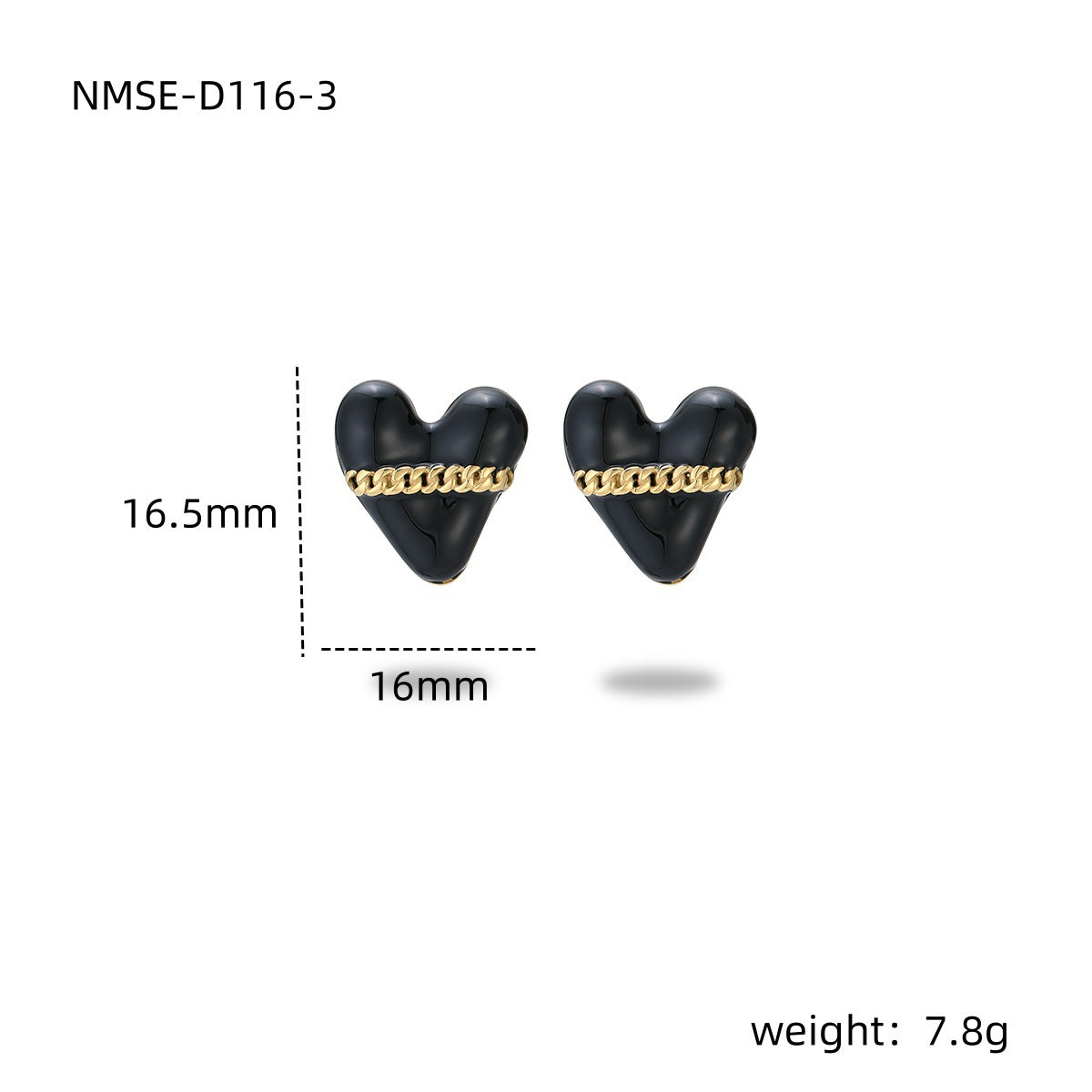 Wholesale Black heart-shaped Stainless Steel Earrings