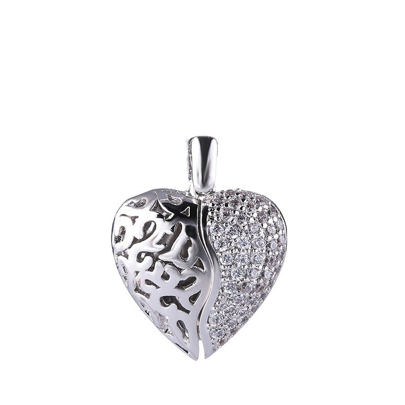 Wholesale Hollow out openable heart-shaped pendant titanium steel necklace