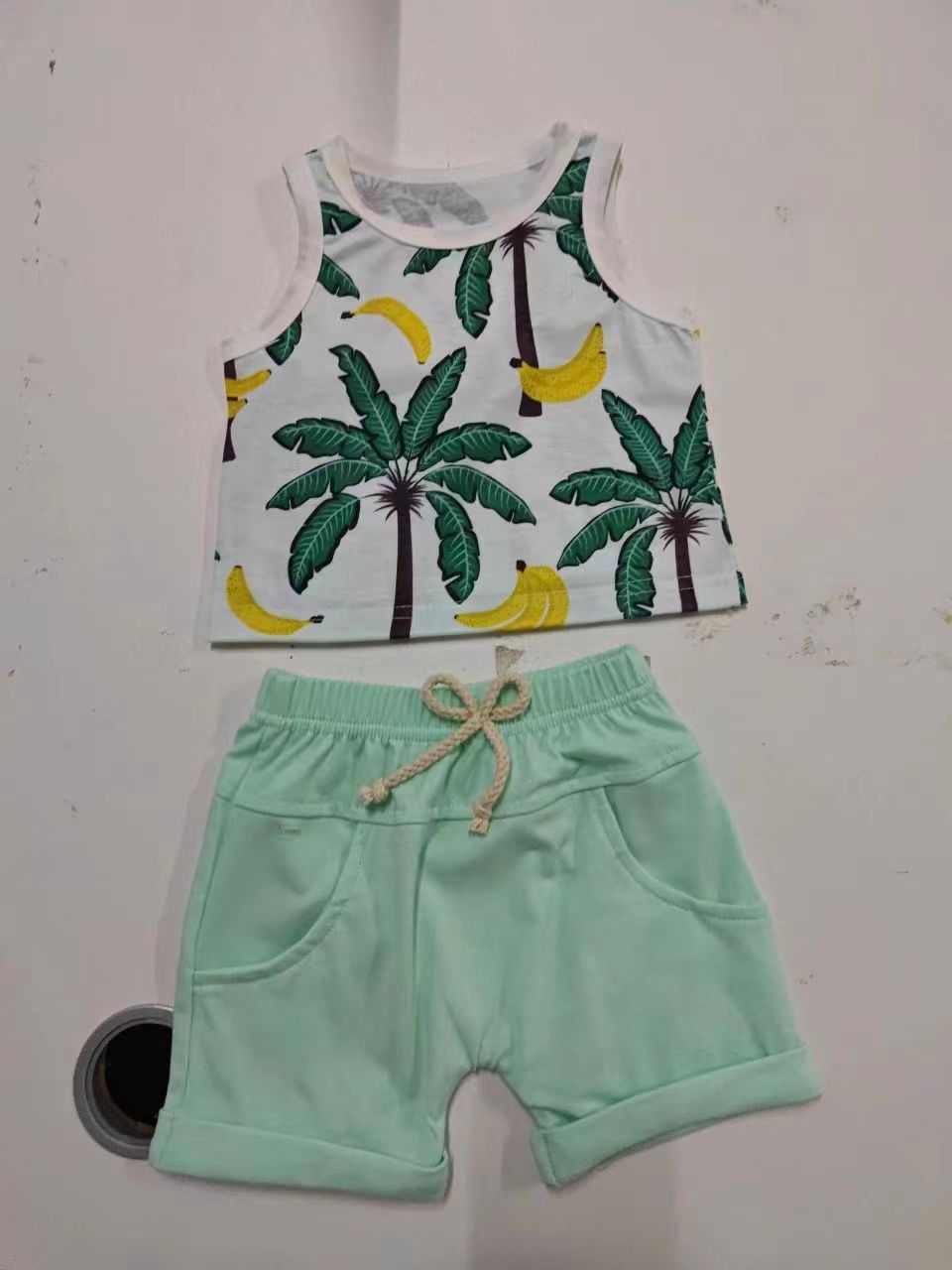Wholesale Summer Beach Style Printed Tank Top Shorts Cotton Baby Set
