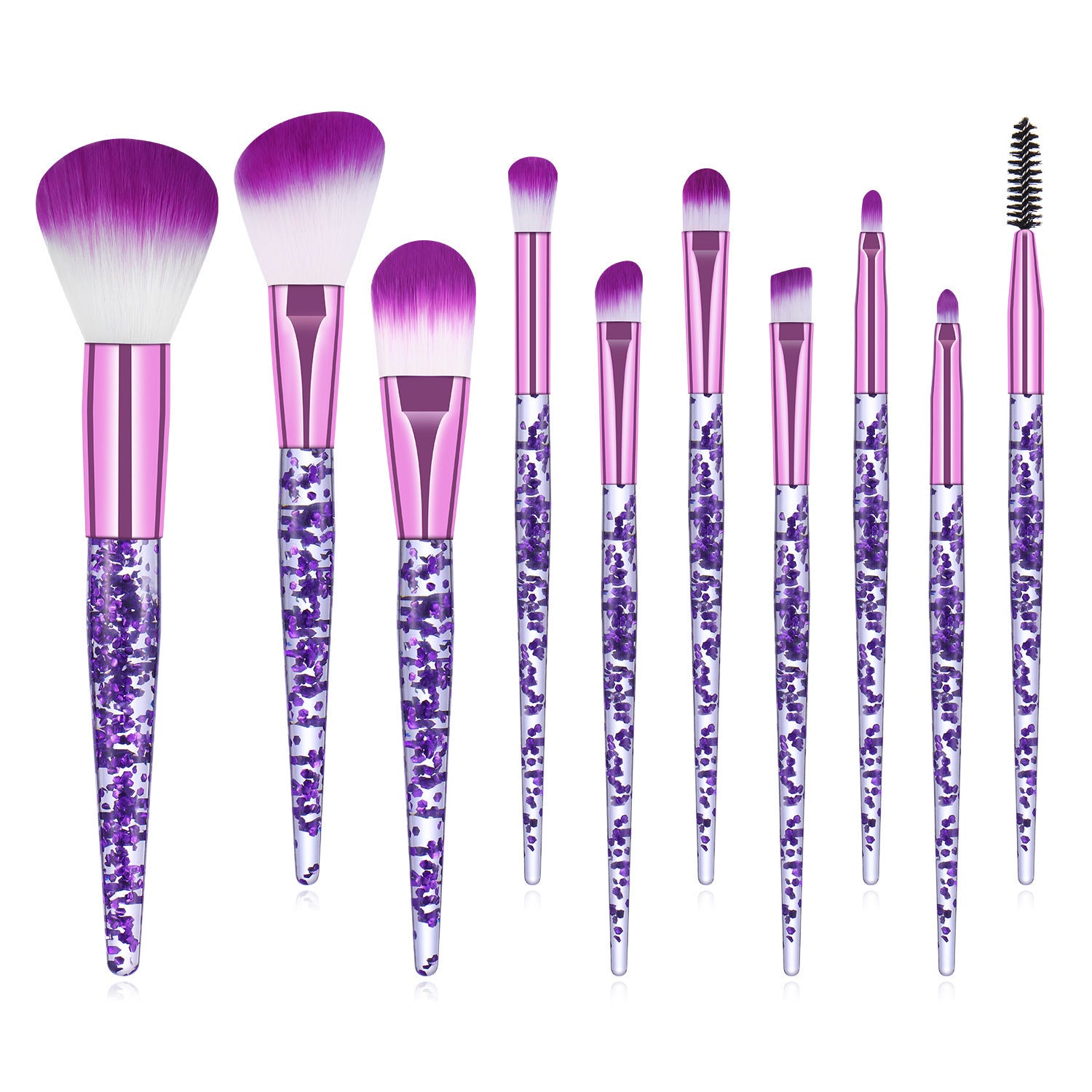 Wholesale Crystal Handle 10 Makeup Brush Set Unicorn Scallion Powder Acrylic Makeup Brush