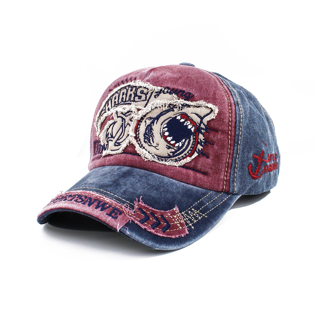 Wholesale Shark Embroidery Denim Baseball Cap