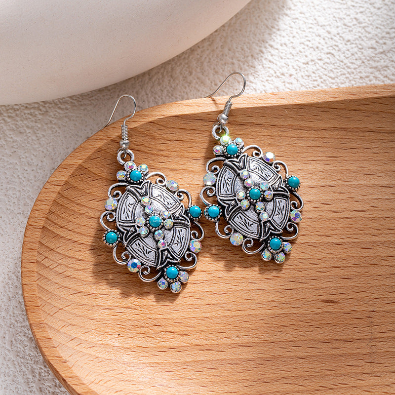 Wholesale Bohemian style turquoise flower earrings