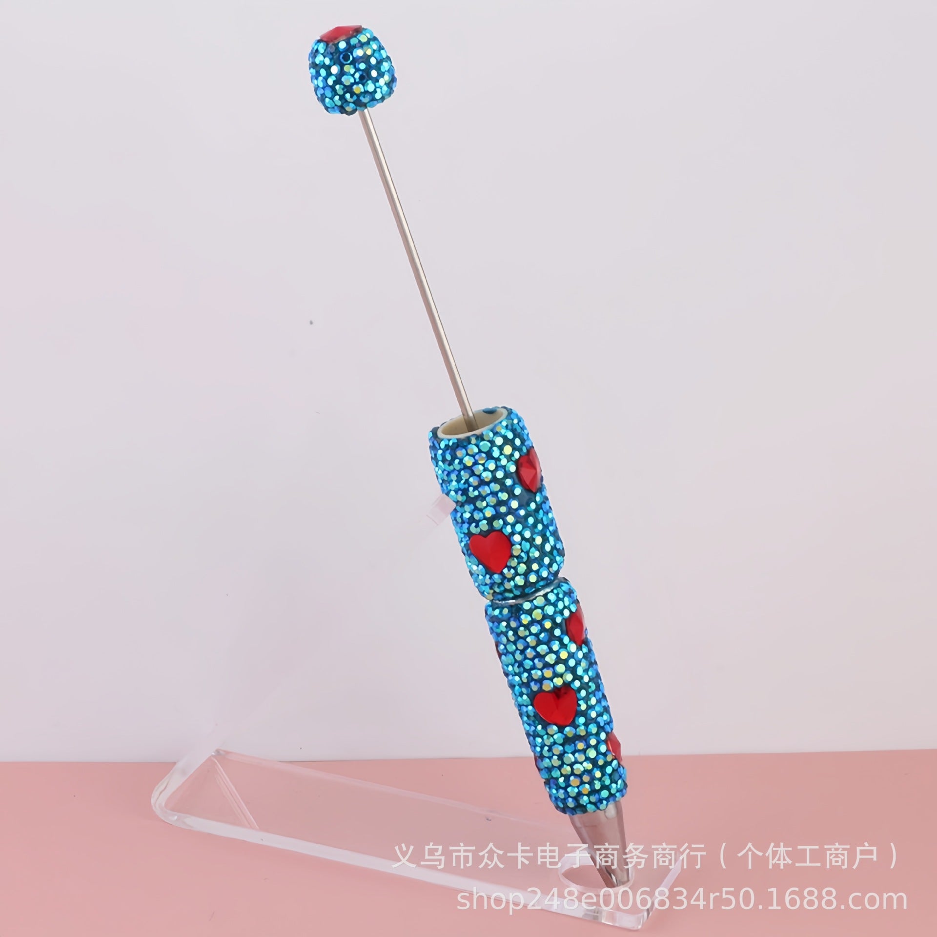 Wholesale 10pcs Heart-Shaped Colorful  Full Diamond  DIY Fancy Beadable Pens