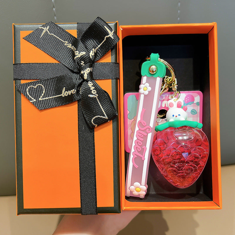 Wholesale Acrylic Strawberry Cream Fruit Jar Oil Keychain