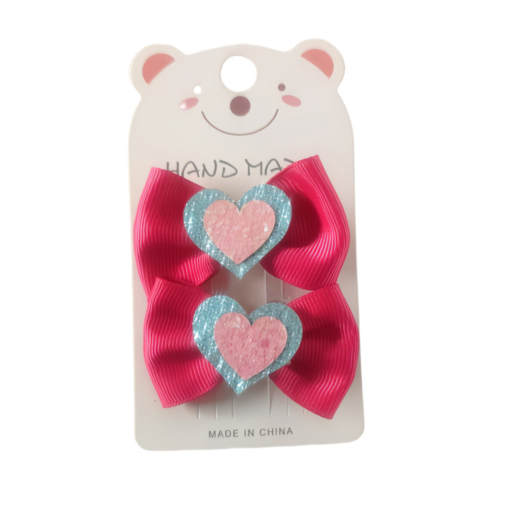 Wholesale 10pcs Valentine's Day Bow Love Hairpin Rib Ribbon Hairpin Handmade No Hair Injury Baby Hairpin Children's Headwear