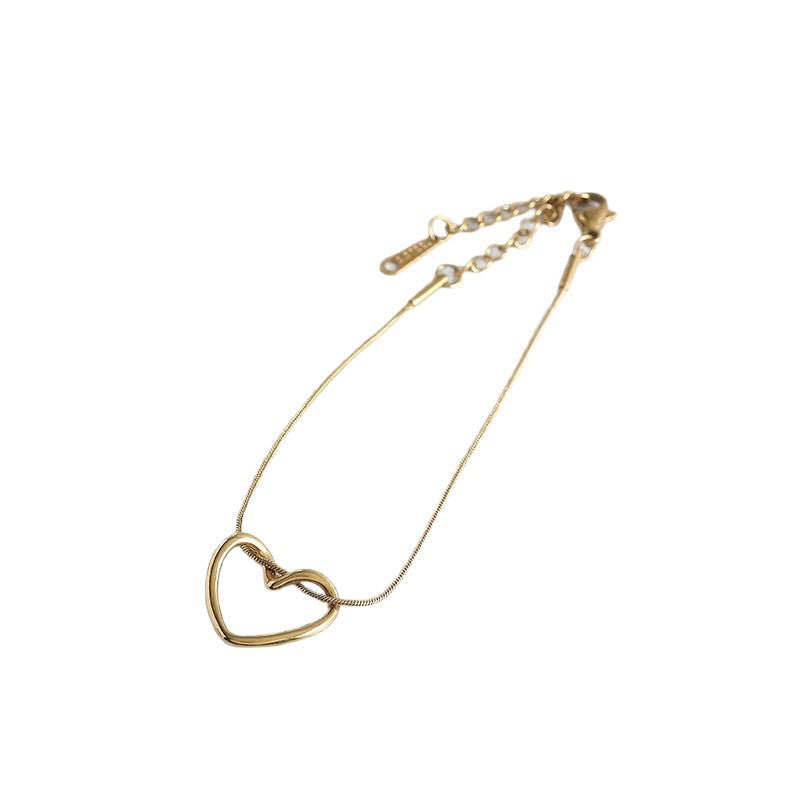 Wholesale  Niche Hollow Heart Stainless Steel Necklace