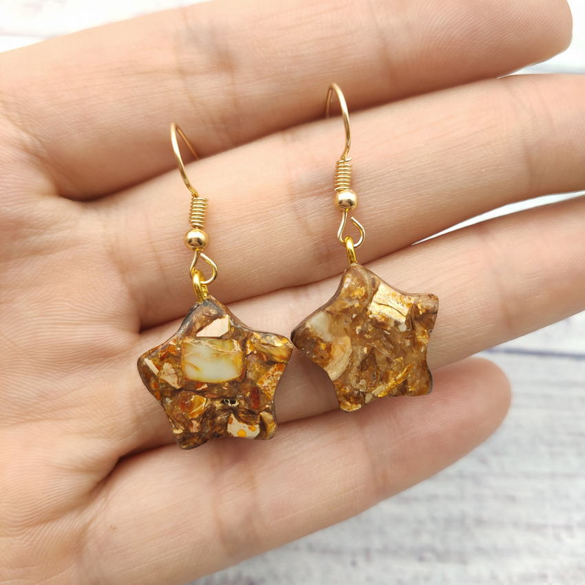 Pendientes de estrellas de luna natural al por mayor