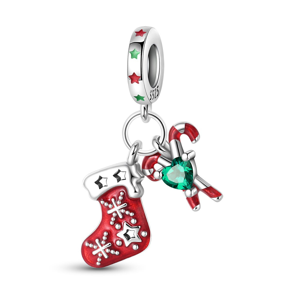 Wholesale Christmas Snowflake Christmas Tree Bell Sock Charms