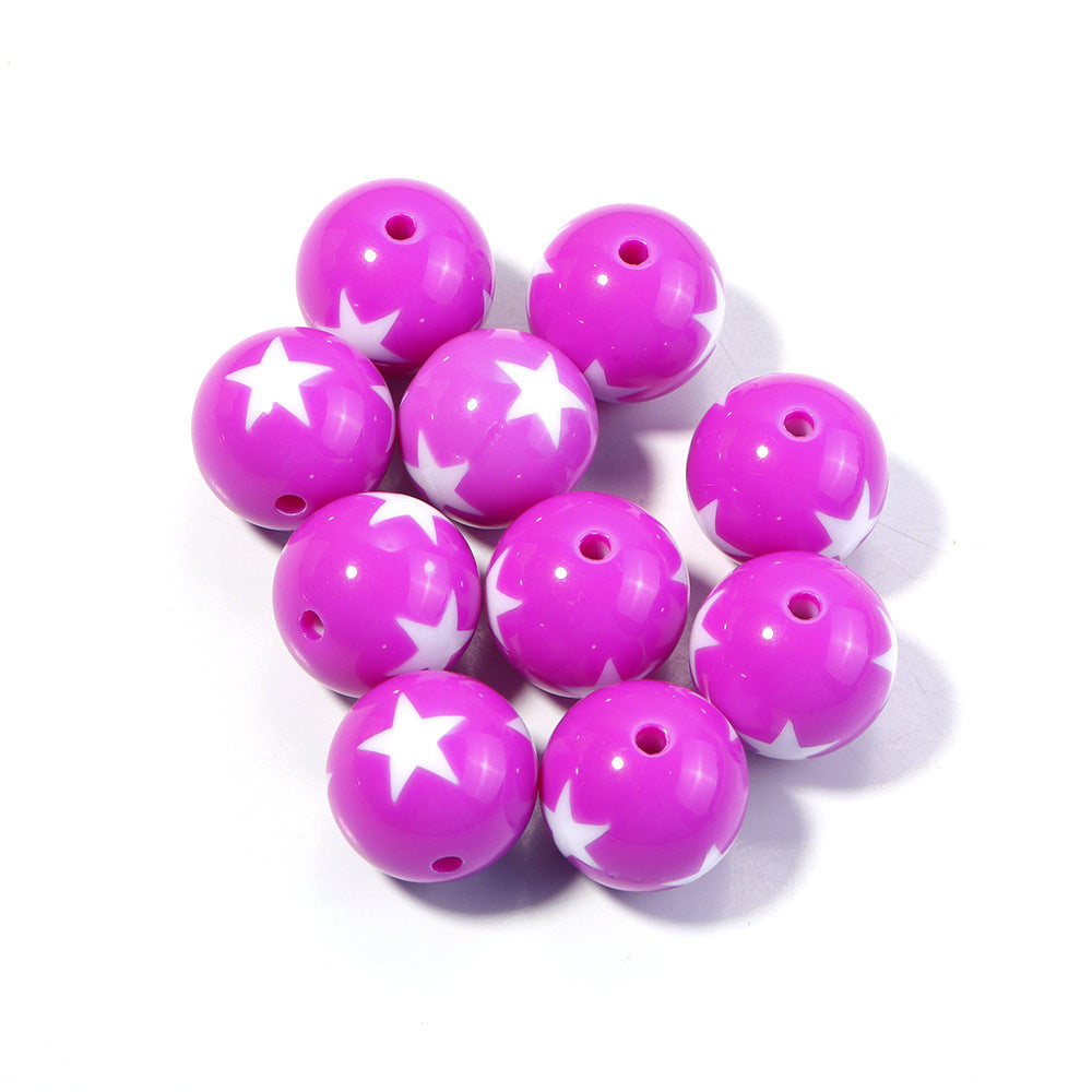 Wholesale 20pcs Painted double-sided heart-shaped pentagram Acrylic Beads