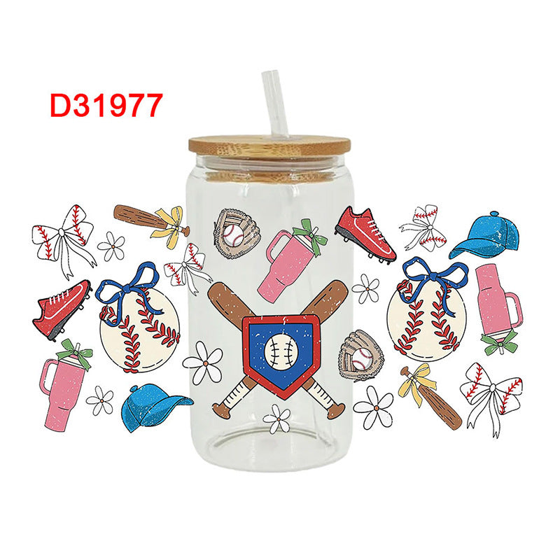 Wholesale Baseball Bow Series  16oz Cup UV DTF Wraps