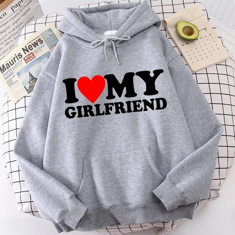 Wholesale Valentine's Day I Love My Boyfriend Girlfriend Print Hoodie