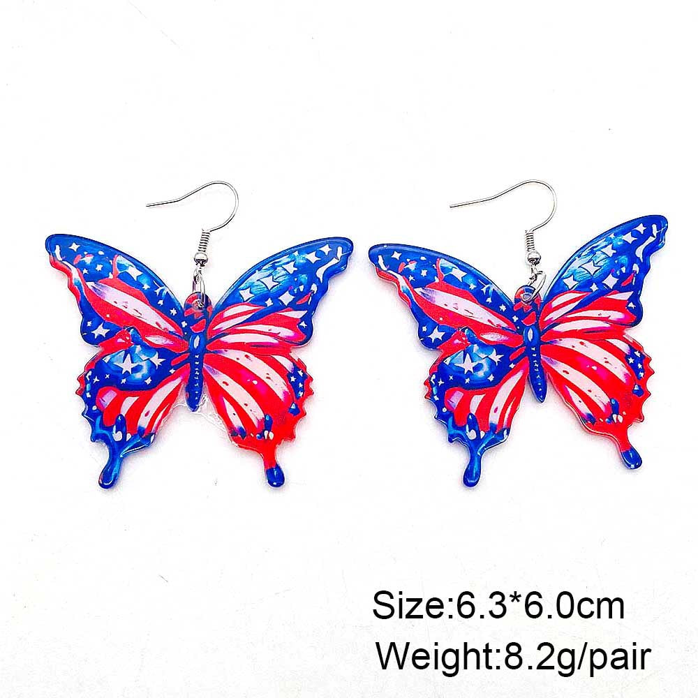 Wholesale Independence Day Acrylic Colorful 3D Butterfly Earrings