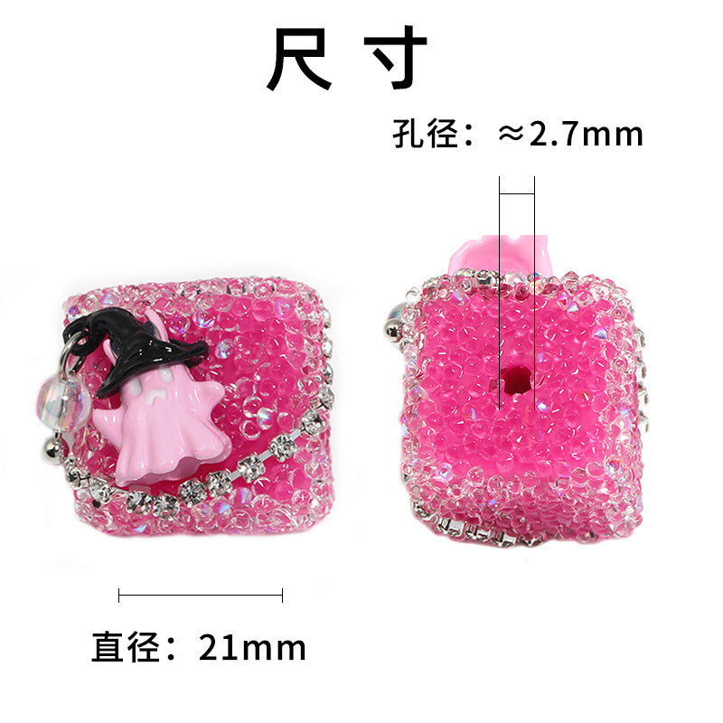 Wholesale 5pcs Ghost Square Rhinestone Sugar Beads