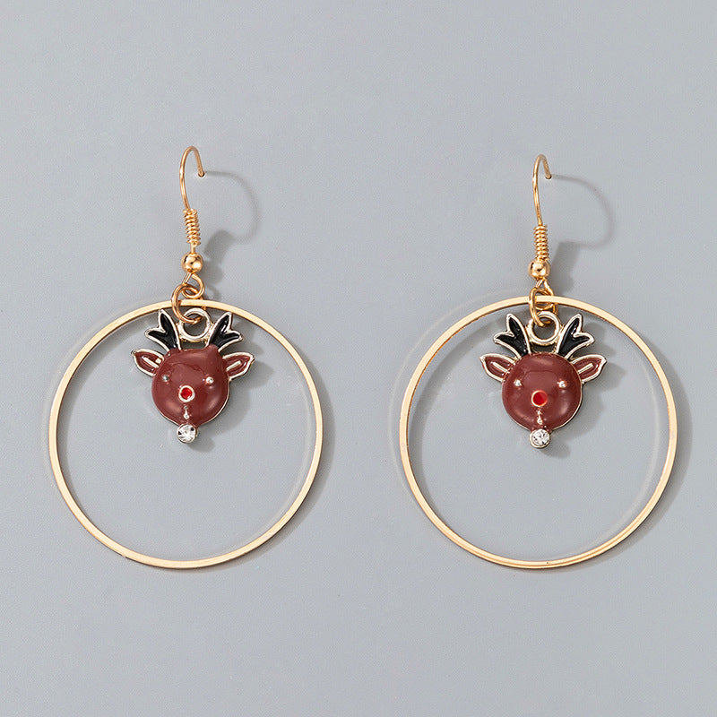 Wholesale Christmas Snowman Elk Candy Santa Claus Alloy Earrings