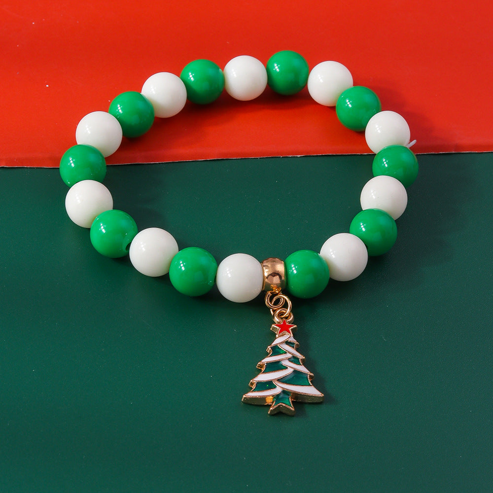 Wholesale Christmas Beaded Christmas Tree Snowflake Bell Alloy Bracelet
