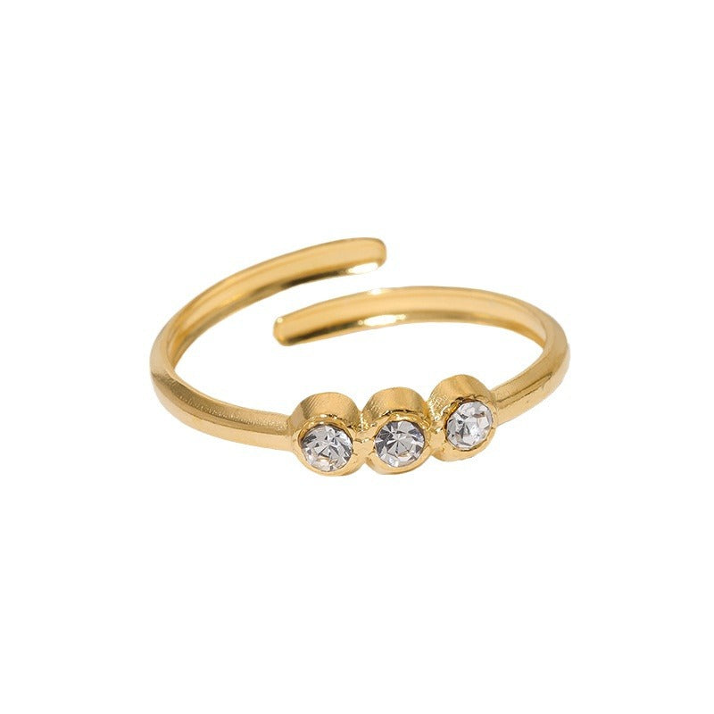 Wholesale Diamond-Set Stainless Steel  Open Ring