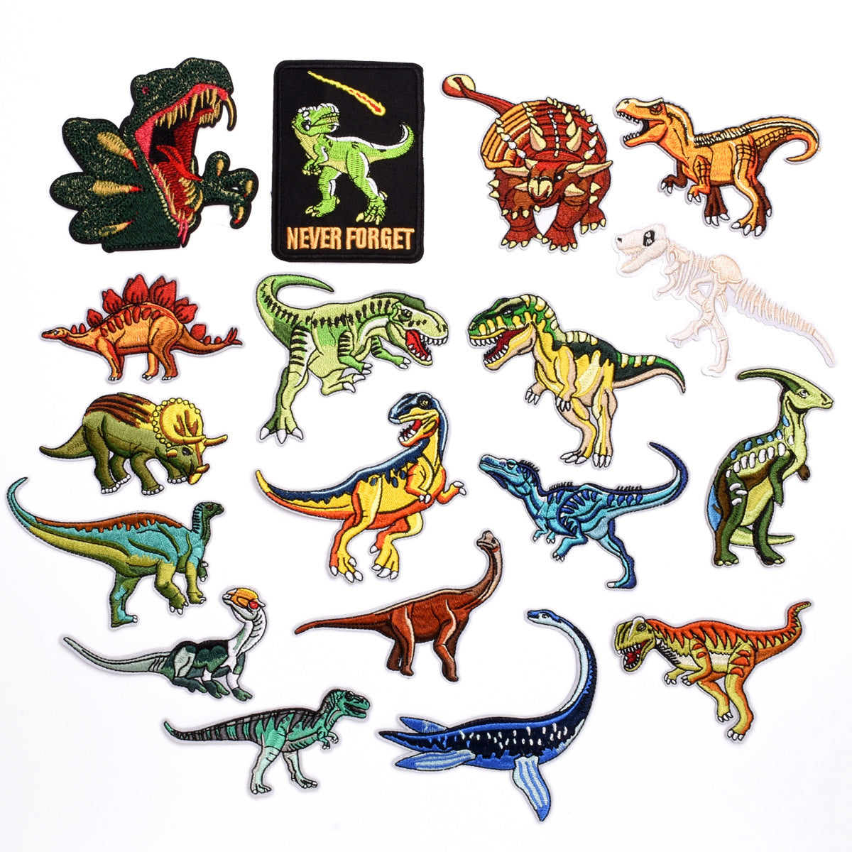 Wholesale Stylish Dinosaur Embroidered Patches Cartoon Animal Cloth Sew On Badges For Clothing Boutique Resale