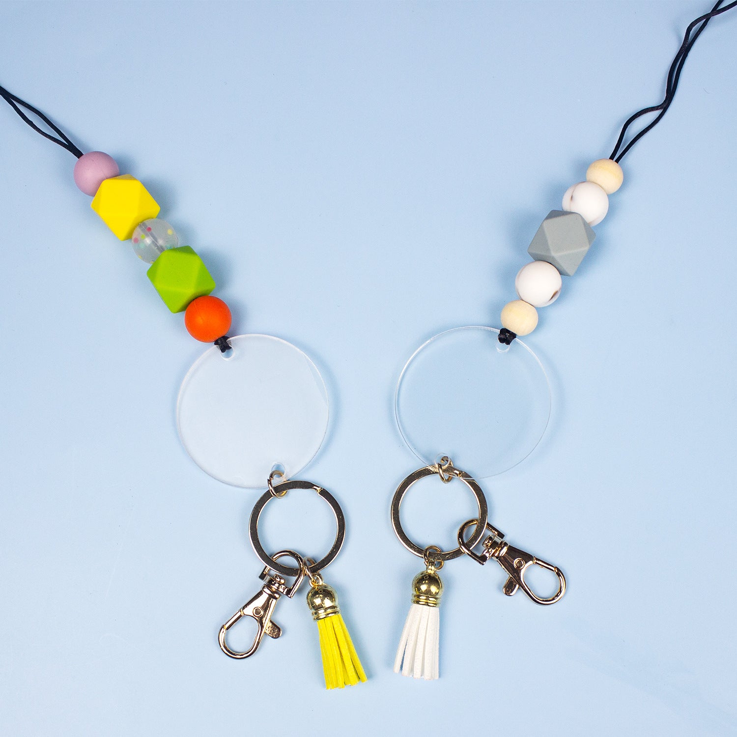 Wholesale Silicone Beaded Wooden Sign Acrylic Lanyard Keychain