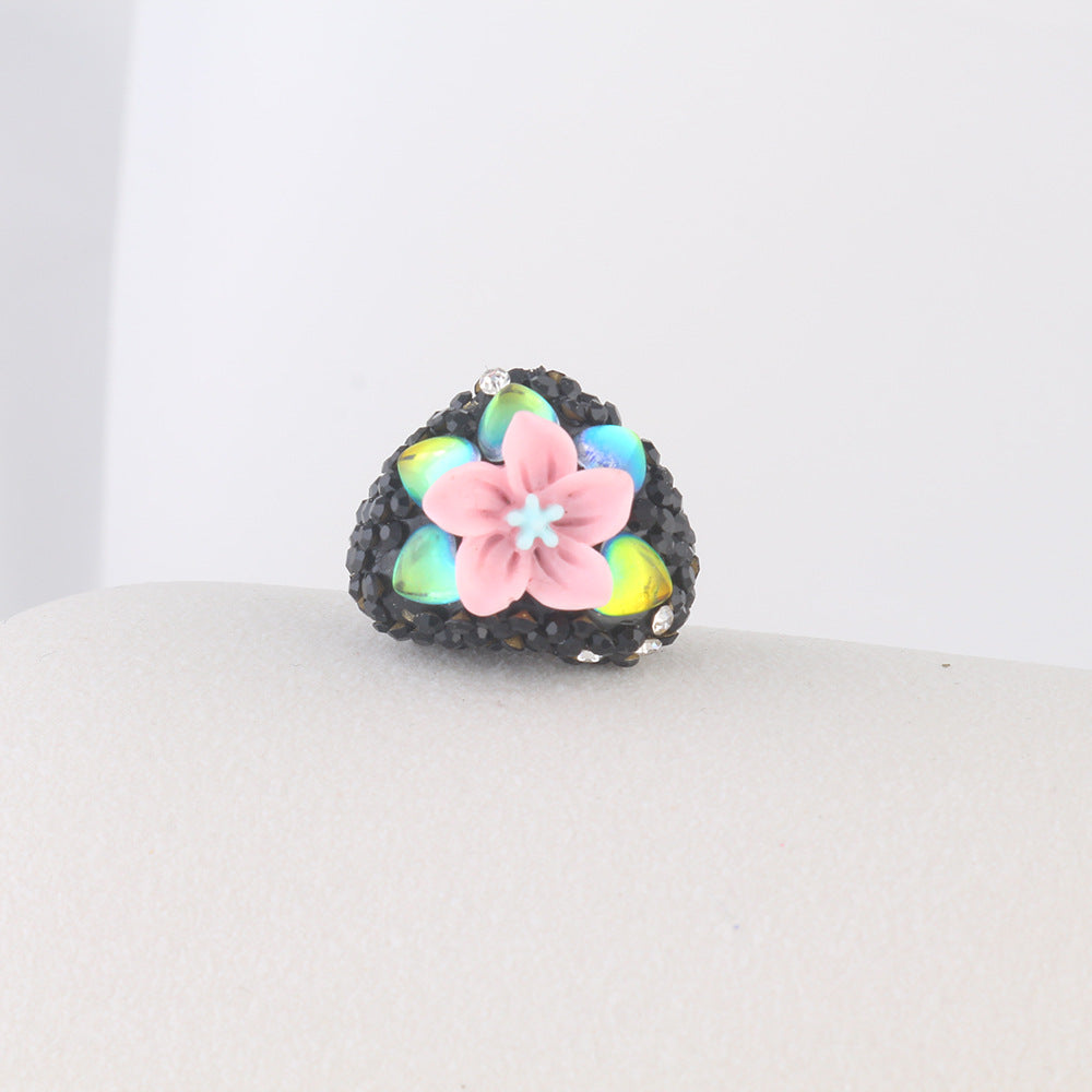 Wholesale 6pcs Flower Heart Soft Ceramic Diamond Ball Crystal Beads