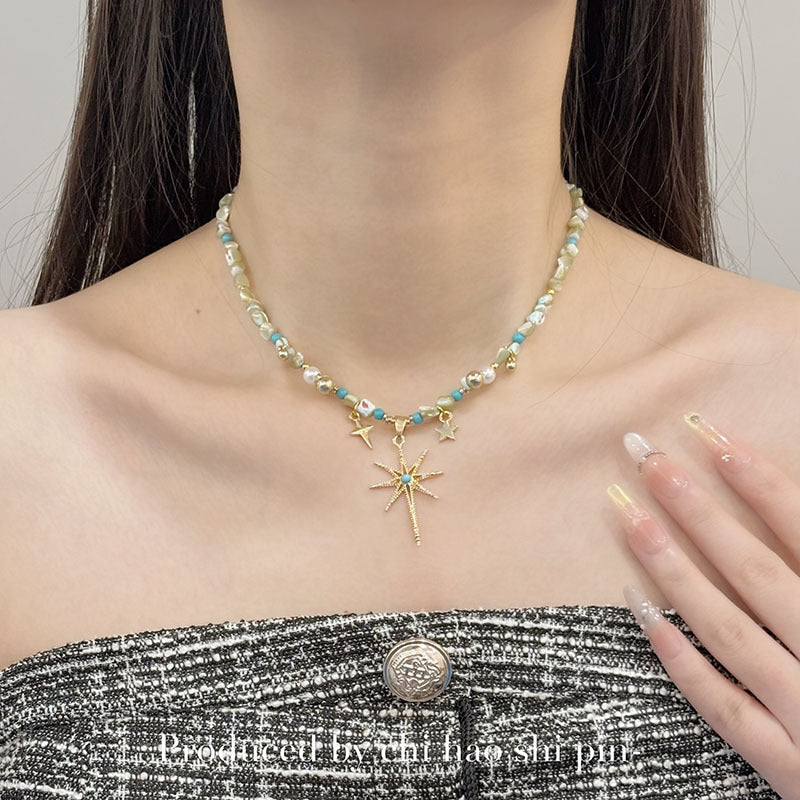 Wholesale Blue Resin Beaded Layered Necklace for Women