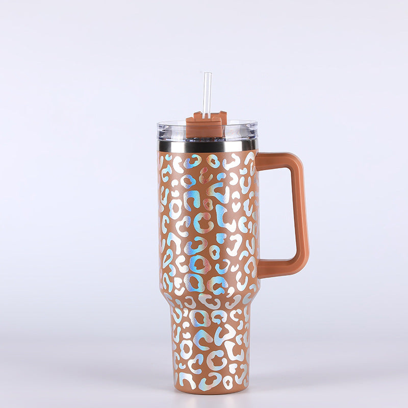 Wholesale Tumbler Ice Bullies Cup  Leopard Print Thermos Cup Straw Cup 40OZ Car Cup Ice Cup