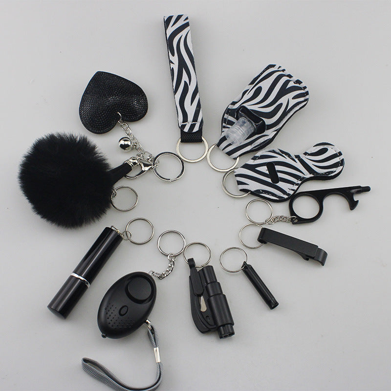 Wholesale Rhinestone Love Lipstick Set Bottle Opener Hair Ball Whistle Keychain Set