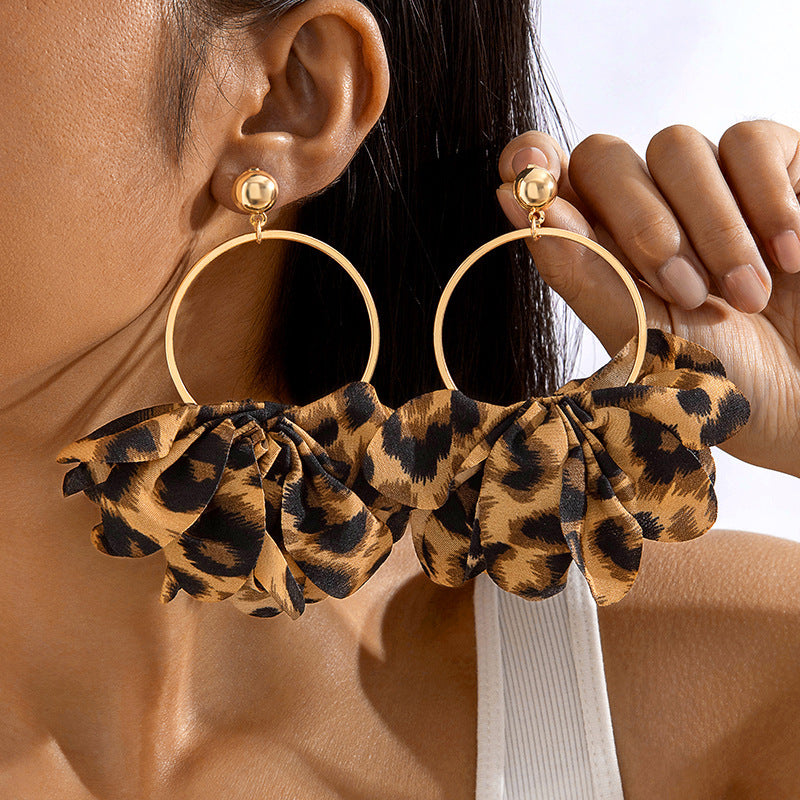 Wholesale Colorful leopard print fabric earrings