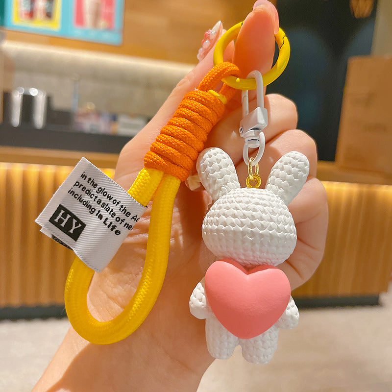 Wholesale Cartoon Resin Peach Heart Rabbit Keychains