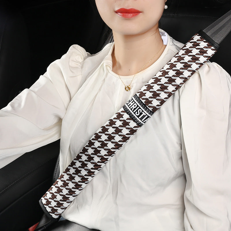 Wholesale Houndstooth Linen Automobile Safety Belt Shoulder Pad Extension