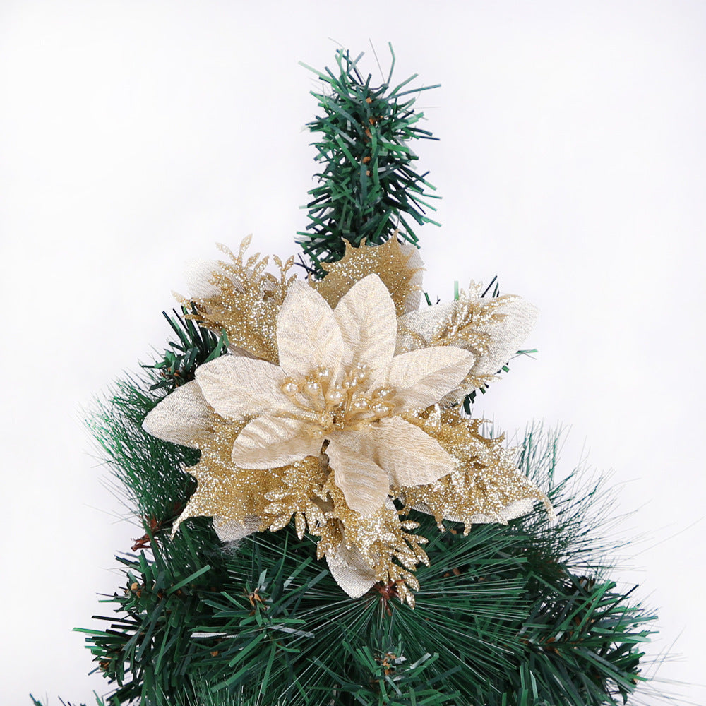 Wholesale Christmas Plastic Gold Powder Flower Christmas Tree Decoration Accessories